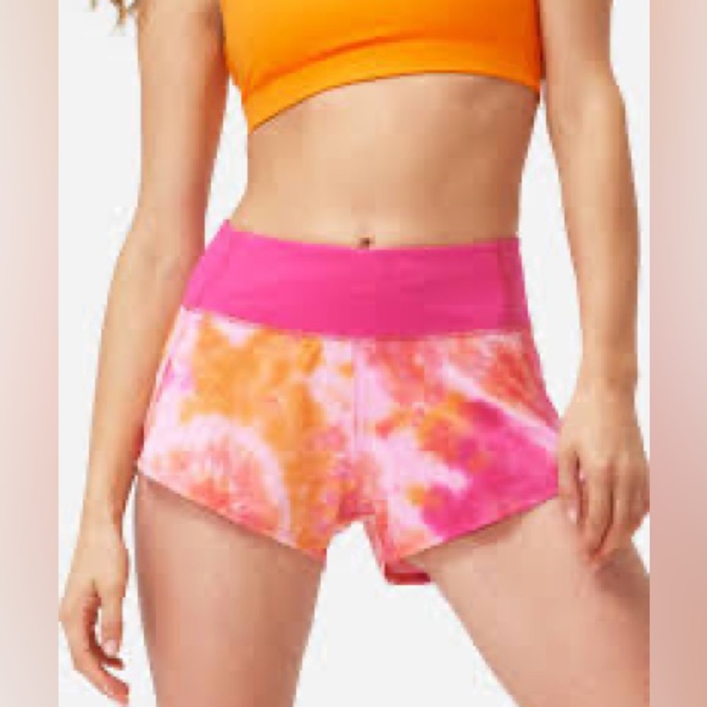 Outdoor Voices Orange Pink Tie Dye Hudson 2.5” shorts